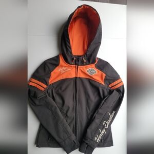 Harley-Davidson Black and Orange Hooded Jacket
